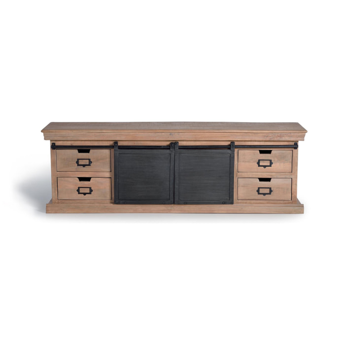 Mueble TV de Madera de Mango 170 Cm Estilo Industrial Moderno