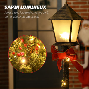 Lampadaire de Noël LED H.1,2 m style réverbère - décoration incluse - aspect bronze antique
