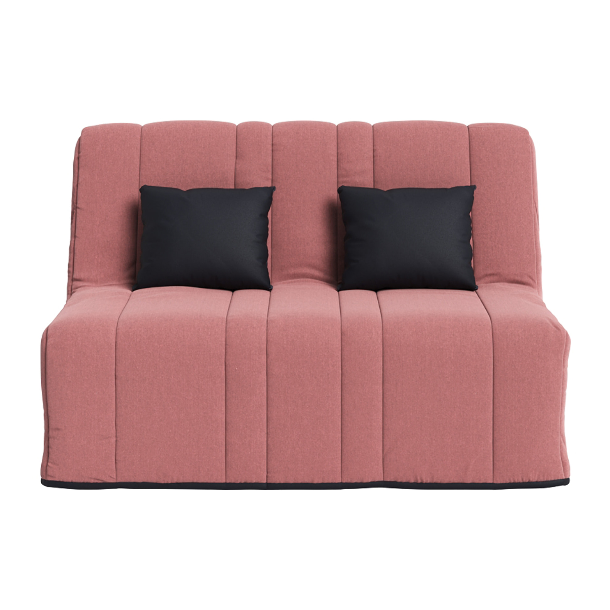 Banquette convertible Gaia, matelas Simmons, 160 x 200 cm, 2 coussins offerts, Rose