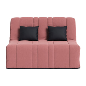 Banquette convertible Gaia, matelas Simmons, 160 x 200 cm, 2 coussins offerts, Rose