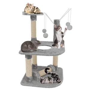 Albero per Gatto con Graffiatoio Cuccia Giocattolo Gatti Parco Giochi Tiragraffi in Sisal Naturale 90 x 45 x 45 cm (Colore Grigio Ginger 30072)