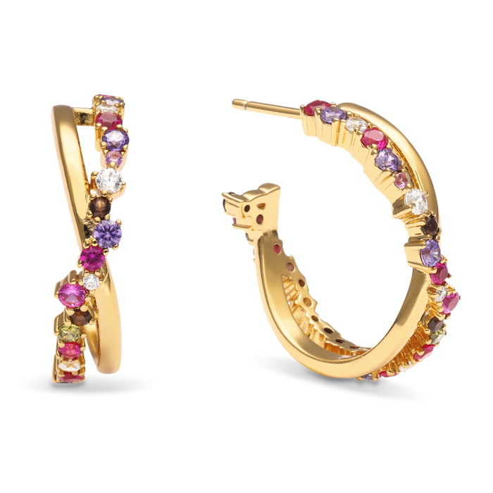 Pendientes Aro Estelar Cross Baño Oro