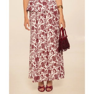 Falda midi estampada con lino