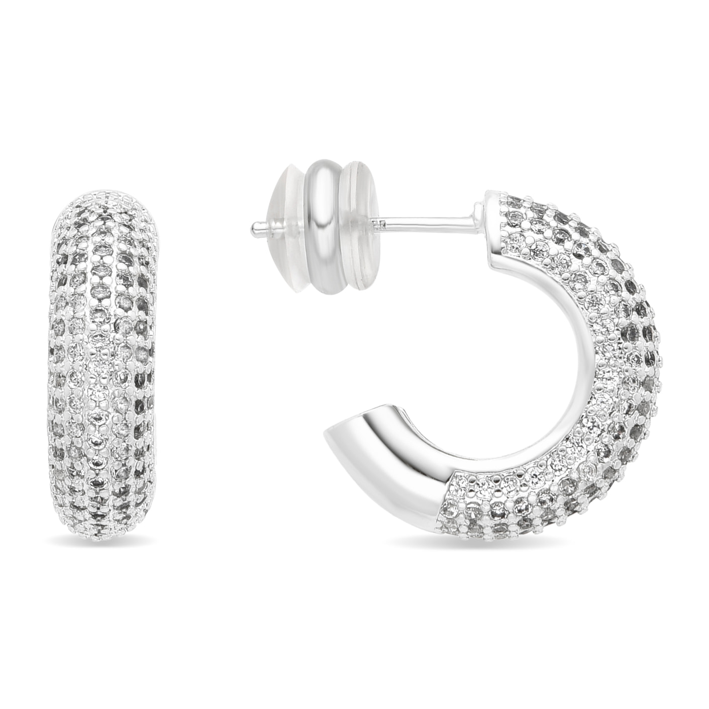 Pendientes de 17mm de diámetro acabado plata y Circonita Brillante