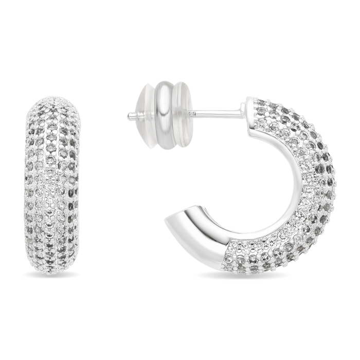 Pendientes de 17mm de diámetro acabado plata y Circonita Brillante