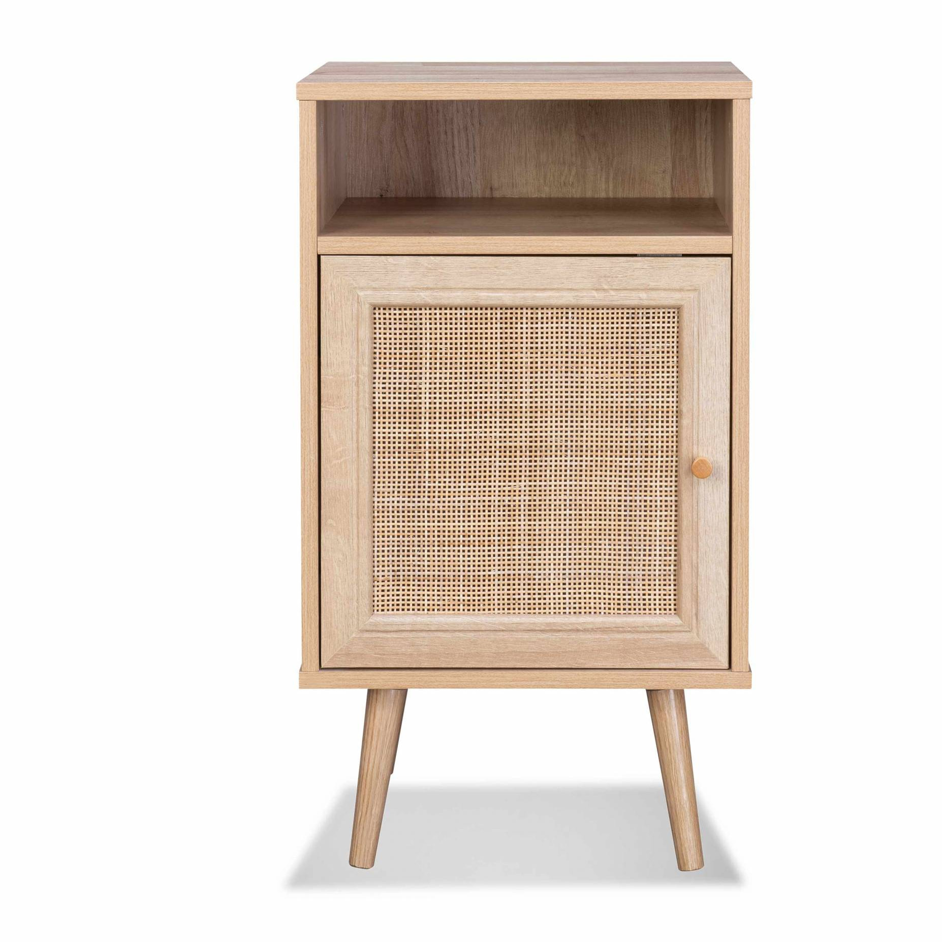 Table de chevet scandinave en cannage 1 porte BOHÈME