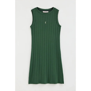 Vestido corto verde botella de canalé con logo Rigby Go