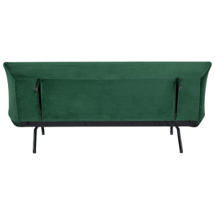 Canapé convertible 3 places en velours vert ANATOLE