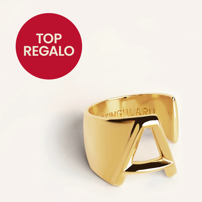 Anillo Personalizado Letter Signet Baño Oro