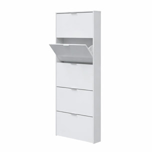 Scarpiera Armadio con 5 Ante Ribaltabili in Legno, Mobile Porta Scarpe Scaffale Mensola Organizzatore per Casa, Ingresso 70×17×180 Cm Bianco Lucido