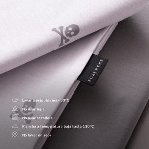 Set cama funda nórdicay 2 fundas almohada, 100% algodón, gris oscuro & gris claro calaveras scalpers home