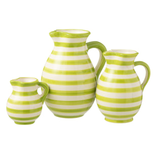 J-Line cruche Granada Stripes - céramique - blanc/vert - large