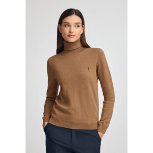 Maglione cammello vigorè a dolcevita in misto lana con ricamo Rigby Go