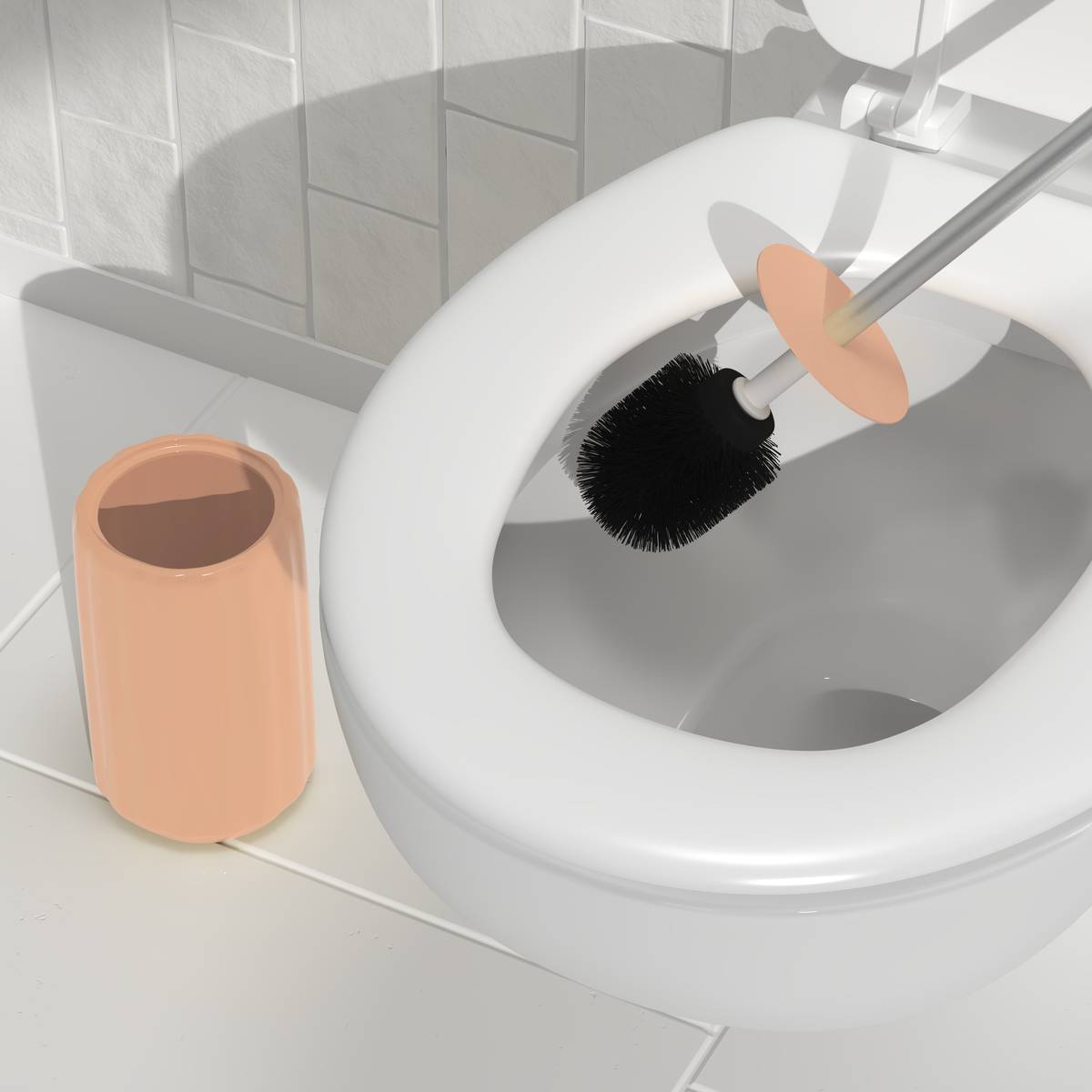 Brosse WC Colorama en céramique H.40cm rose