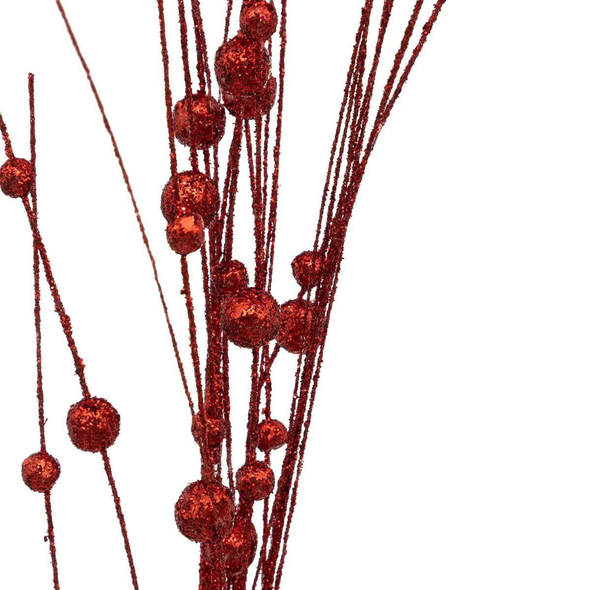 Branche de roseau avec billes rouges 95cm