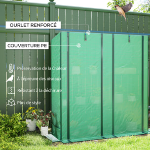 Serre de jardin balcon avec étagères métalliques 3 niveaux 2 portes acier noir PE vert