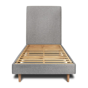 Lit avec tête de lit tapissée bouclette et sommier kit Ep14