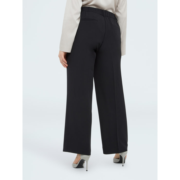 Fiorella Rubino - Pantalones Wide Leg en tejido fluido - Negro
