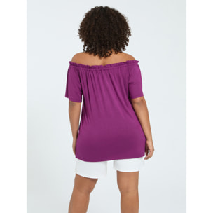 Fiorella Rubino - Camiseta off shoulders en jersey de viscosa - Burgundy