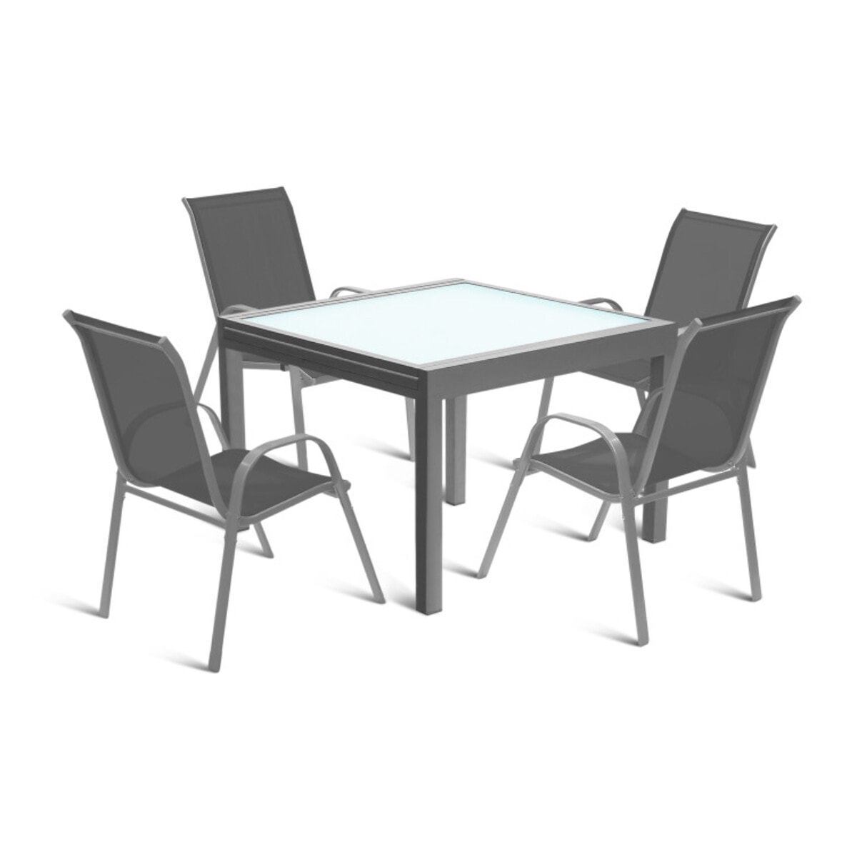 Table de jardin extensible en verre trempé 90-180cm