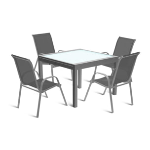 Table de jardin extensible en verre trempé 90-180cm