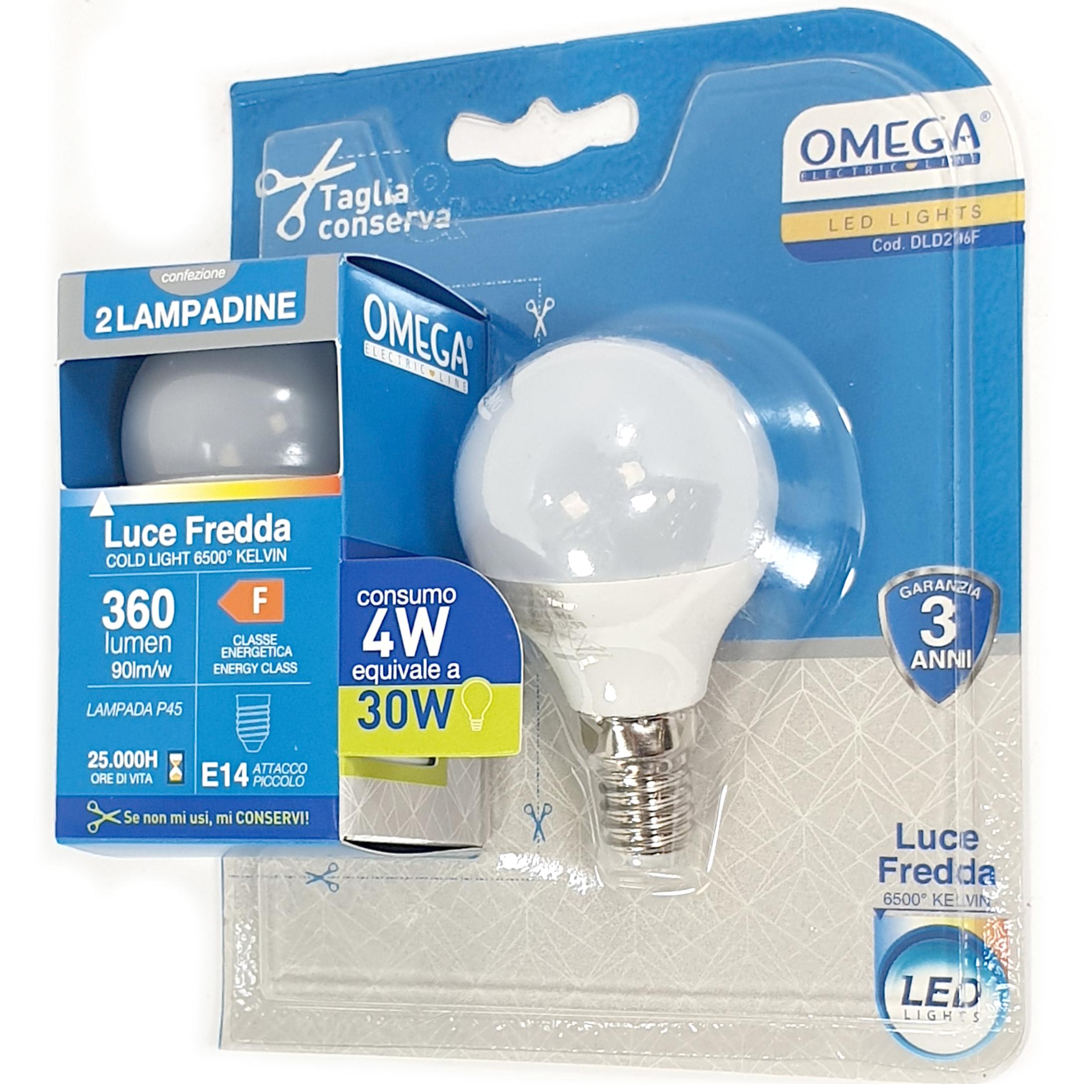 OMEGA Set 6 Pezzi Sfera LED P45 4W 6500K E14