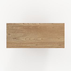 Bibliothèque en bois massif de mindi et rotin - Delya