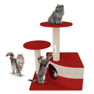 Albero per Gatto con Graffiatoio Cuccia Giocattolo Gatti Parco Giochi Tiragraffi in Sisal Naturale 71 x 44 x 33 cm