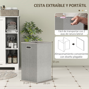 Armario de Baño con Cesto Ropa Sucia Mueble de Baño con Puerta Abatible Estantes Abiertos y Cesta Extraíble 60x38x86 cm Blanco