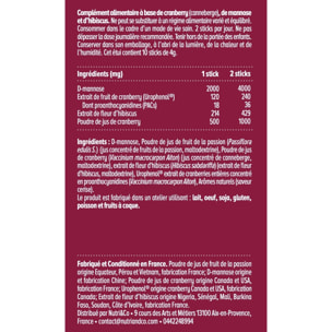Confort Urinaire & Elimination Cranberry+D-Mannose+Hibiscus - 10 Sticks