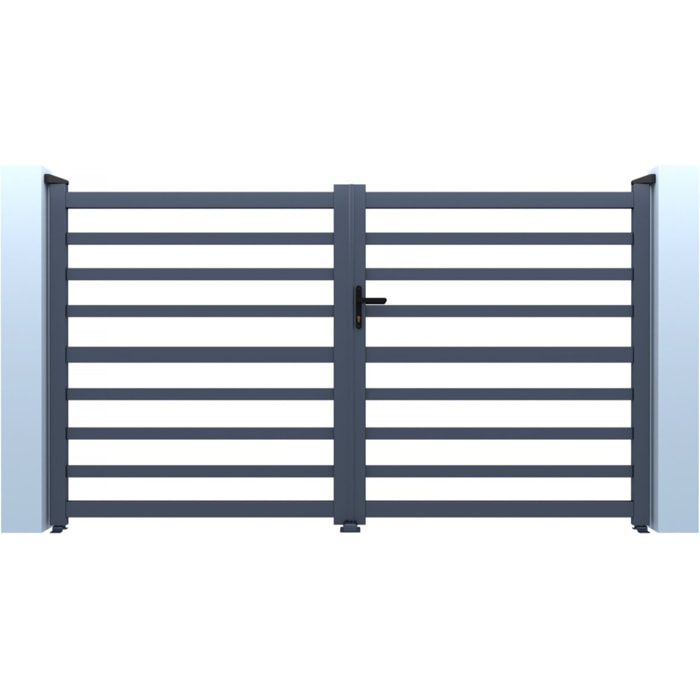 Portail aluminium ajouré "Martin" - 340 x 180 cm - Gris