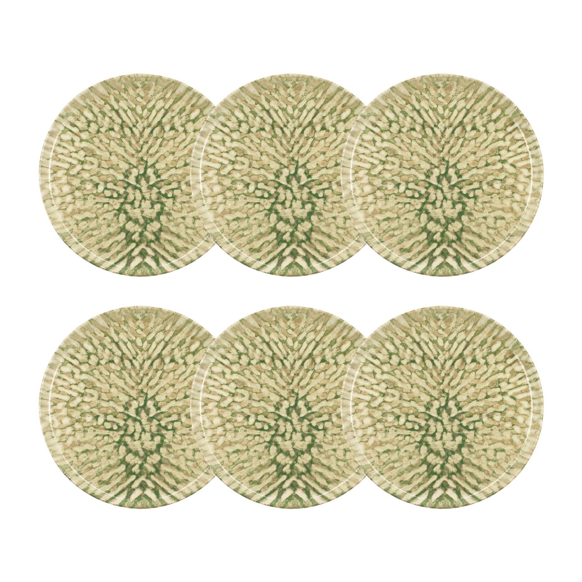 Lot de 6 assiettes plates vertes en grès 26cm JADE