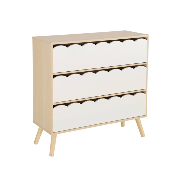 Commode enfant décor bois 3 tiroirs AZUR