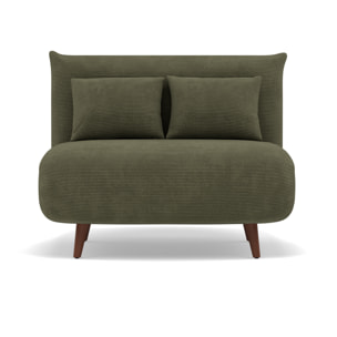 Lumi - Banquette convertible clic-clac 1 place en velours côtelé - Vert