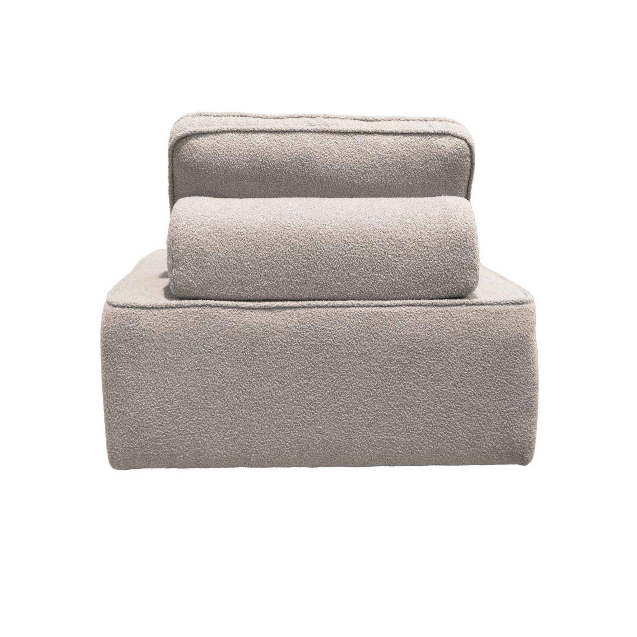Lot de 2 chauffeuses pour canapé modulable tissu bouclette beige 1 place Bao. L 90 x P 90 x H 74cm