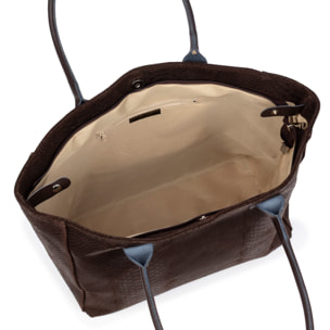 Avola bolso de hombro mujer. Piel auténtica Gamuza grabado serpiente.