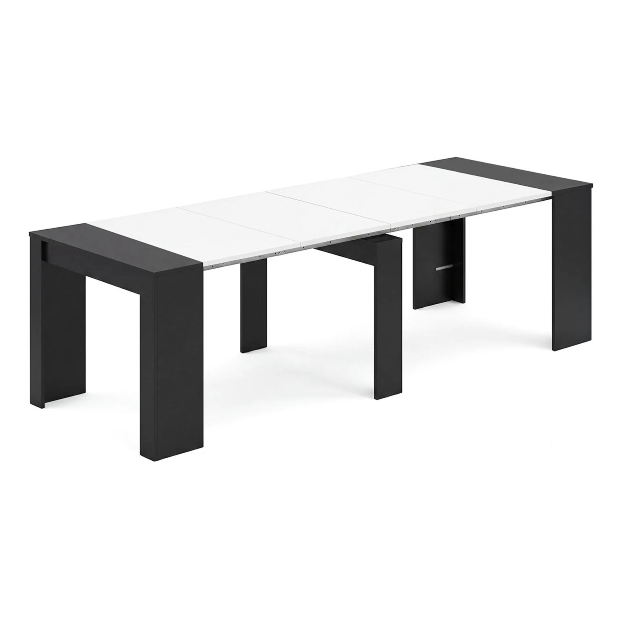 Mesa consola extensible en negro mate y blanco artik 50-235x90 cm Denis Negro Mate - Blanco Artik