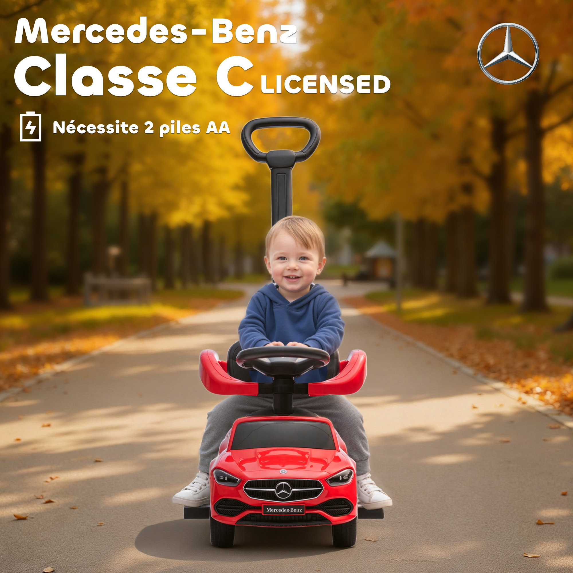 Porteur voiture enfant Mercedes-Benz classe C évolutif 18-36 mois effets sonores rouge