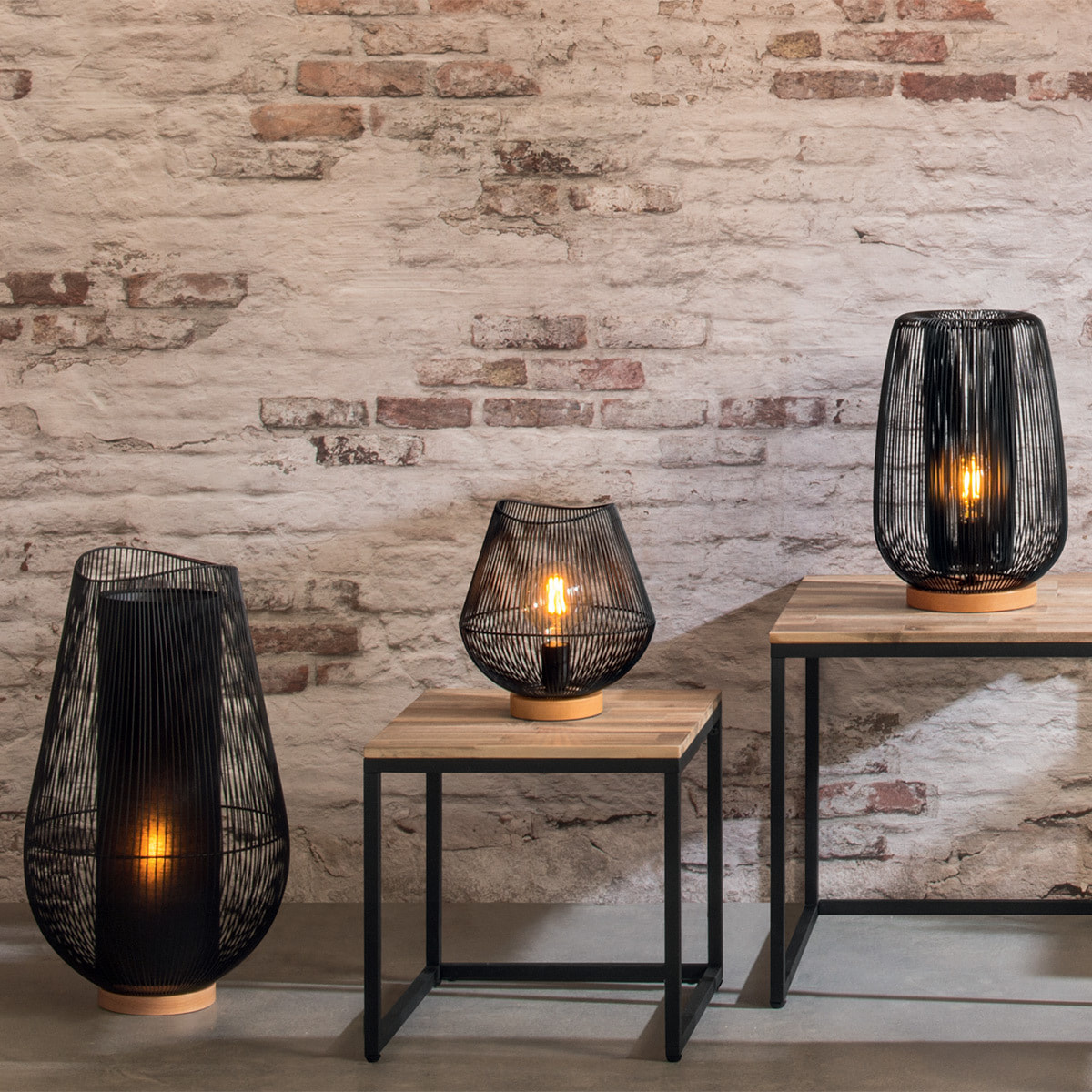 Lampe filaire "Jena" noire - métal H28 cm