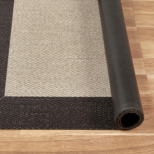 Alfombra de vinilo tejido LEBLON gris piedra-negro con cenefa