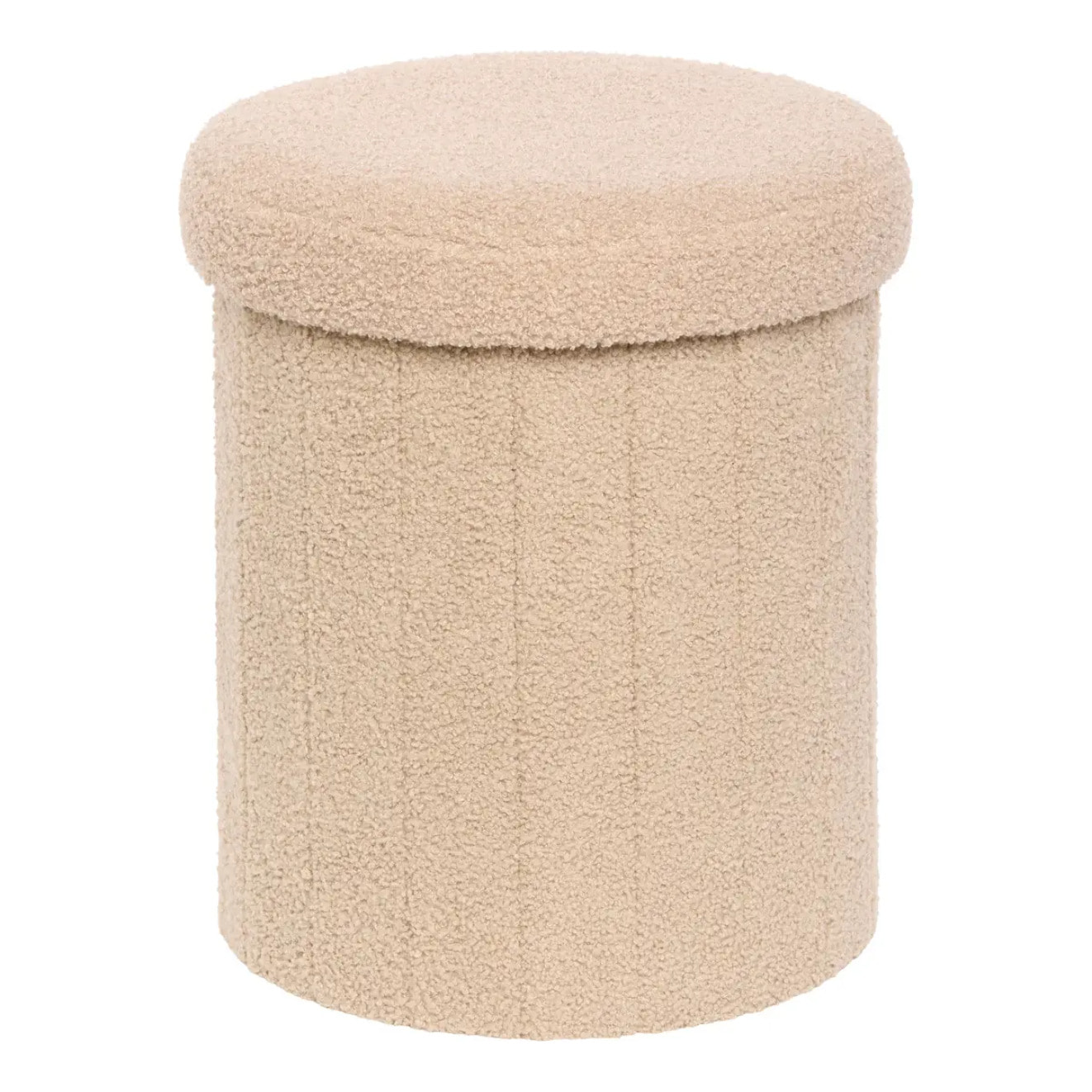 Pouf Pliable Coffre Jaiko en Bouclette Beige 32x38cm