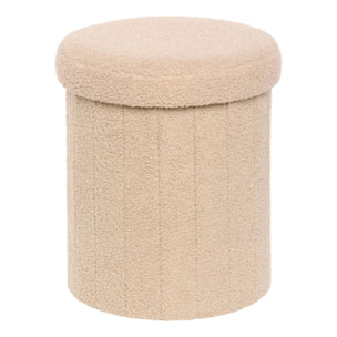 Pouf Pliable Coffre Jaiko en Bouclette Beige 32x38cm