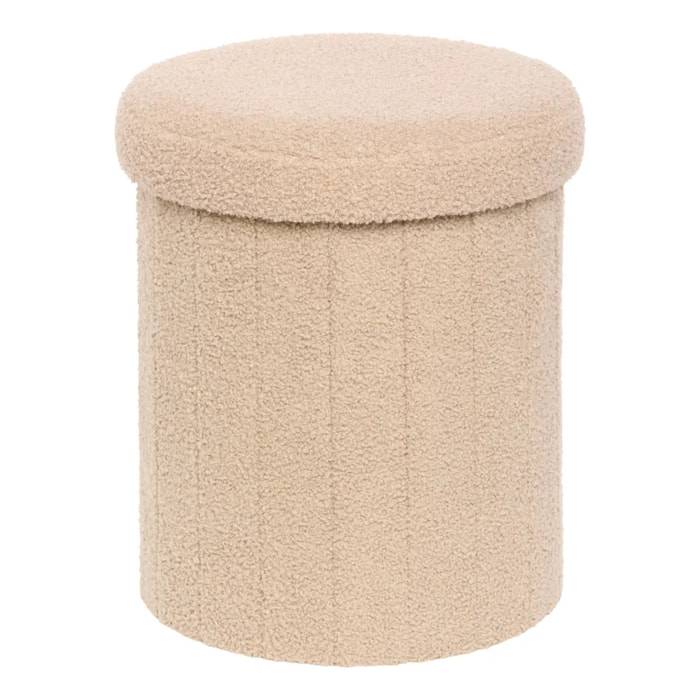 Pouf Pliable Coffre Jaiko en Bouclette Beige 32x38cm