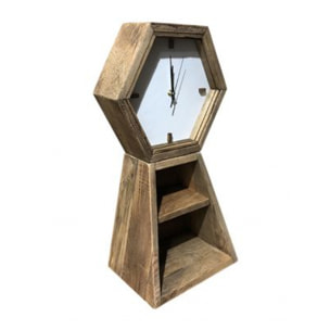 Horloge en bois sur support à 2 niches - ORIGIN