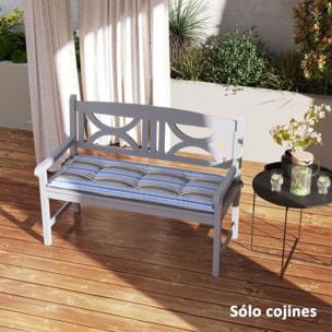 Juego de 2 Cojines para Banco de Jardín de 2 Plazas 120x50x5 cm Cojines Rectangulares para Interior y Exterior Impermeable con Relleno Grueso y Cintas de Sujeción Rayas Multicolor