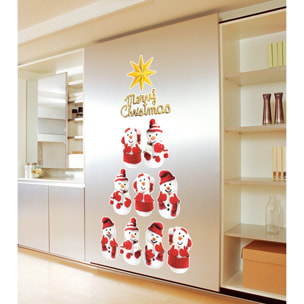 Sticker Bonhomme de neige habillé pour Noël - Autocollants adhésifs fenêtres noël - décoration fêtes