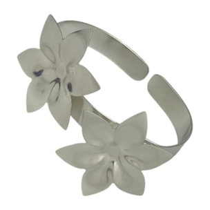 Brazalete doble flor margarita plata 10µ