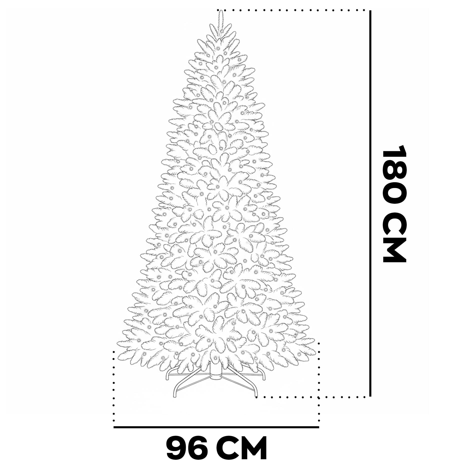 Venus - Albero di Natale Tradizionale con 300 Luci LED in PE e PVC Ø96x180H cm, 937 Punte