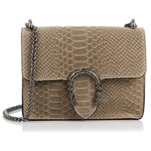 Lorenza Borsa a mano Donna.Pelle autentica Scamosciato Incisione Serpente