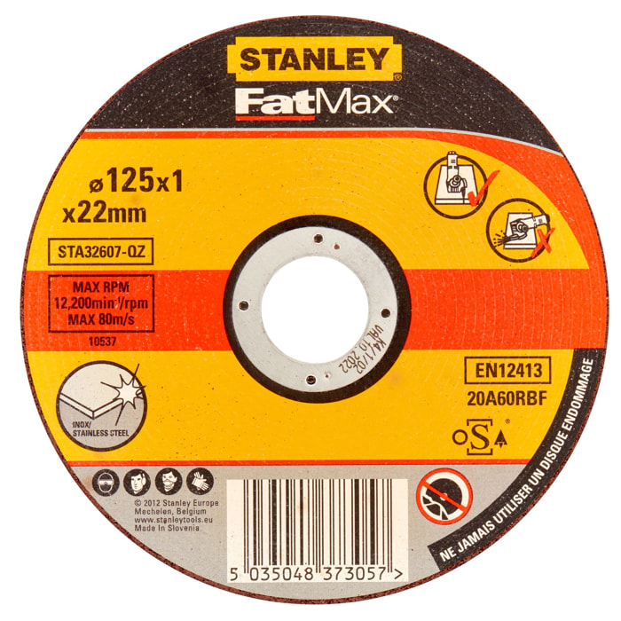 Stanley Disque aggloméré fin à tronçonner l'inox 125x1.0 STA32607-QZ